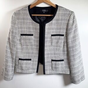 Alex Marie Tweed Boucle Black Trim Cropped Jacket Elegant Old Money Career 12
